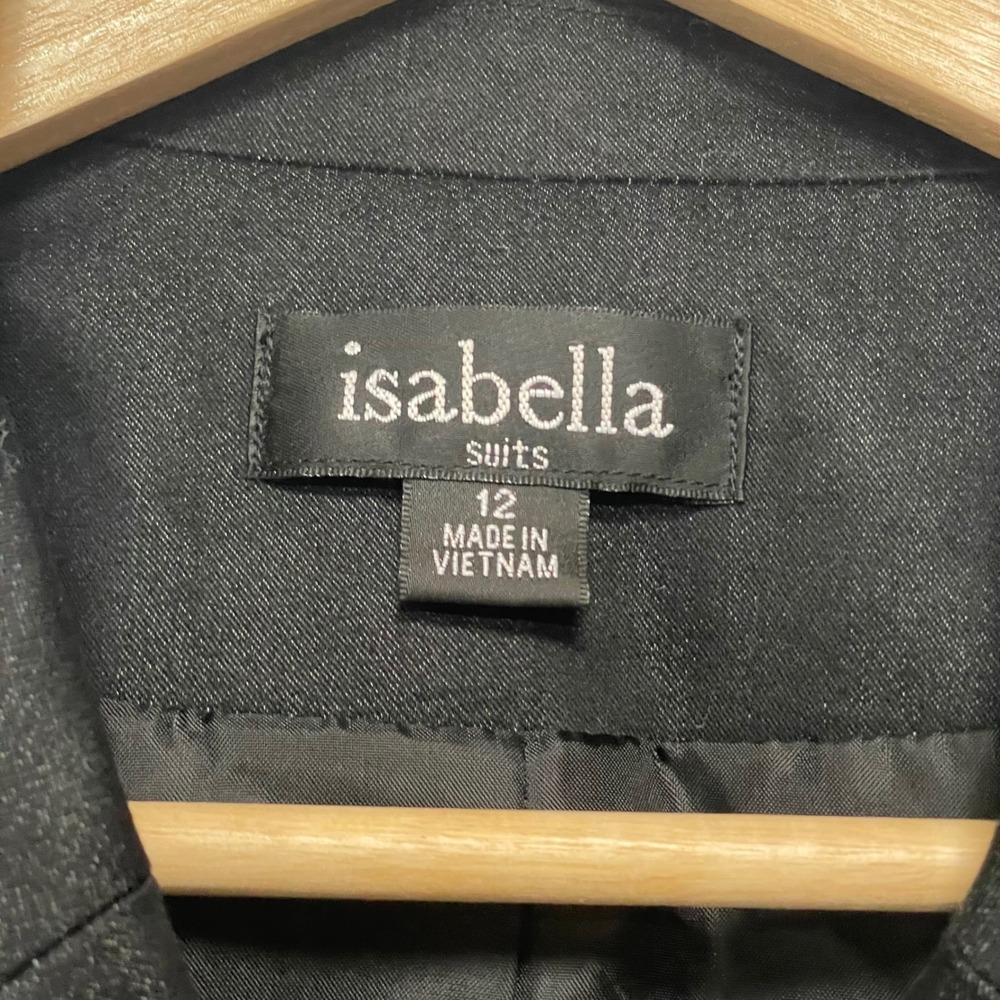 Isabella Suits Black dark denim Double Breasted Blazer Jacket Size 12 - Picture 5 of 6